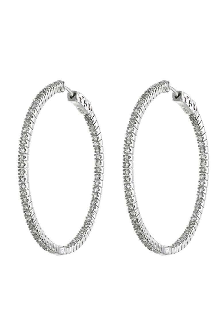 CZ Inside-Out 50mm Hoop Earrings, Main, color, CLEAR/SILVER