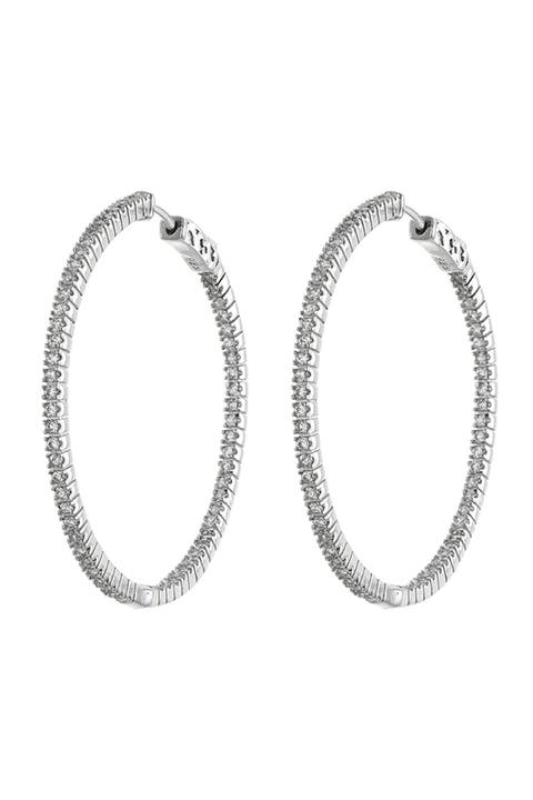 CZ Inside-Out 50mm Hoop Earrings