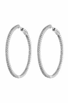 CZ by Kenneth Jay Lane CZ Inside-Out 50mm Hoop Earrings
