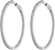 CZ by Kenneth Jay Lane CZ Inside-Out 50mm Hoop Earrings