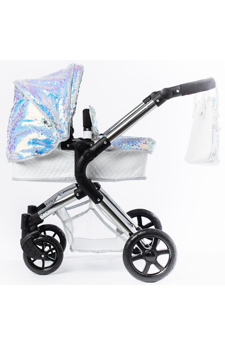 Roma Prams Polly Single Doll Pram, Mermaid Sequins, Convertible 2 In 1, Alternate, color, Multicolored