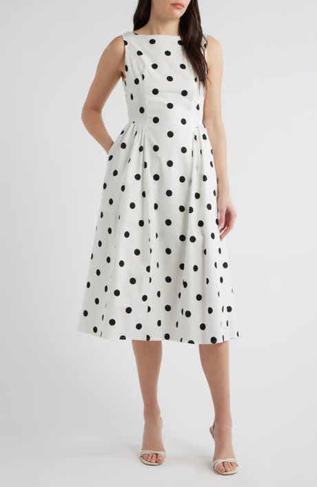 Polka Dot Sleeveless Stretch Cotton Dress