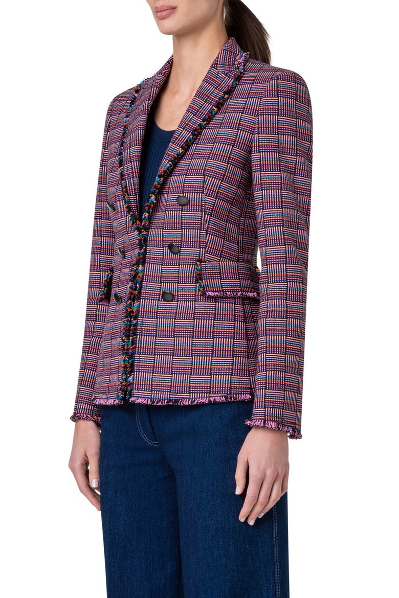 Fringe Tweed Blazer, Alternate, color, PURPLE MULTICOLOR