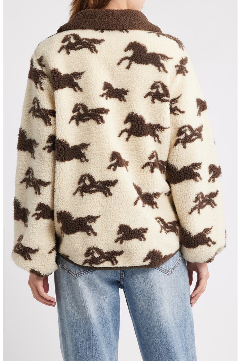 The Pasture Horse Print Fleece Jacket, Alternate, color, CREAM W/ HICKORY
