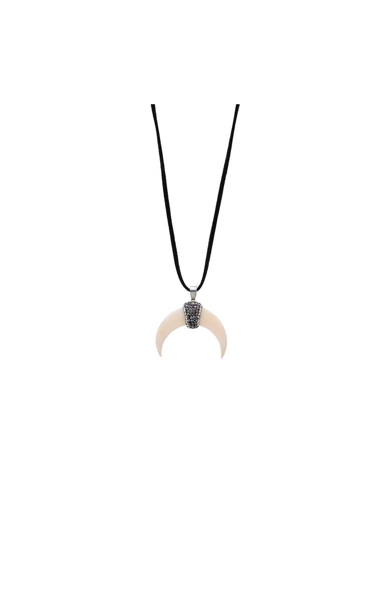 BY ADINA EDEN Onyx CZ & MOP Cowhorn Charm Necklace, Main, color, Black