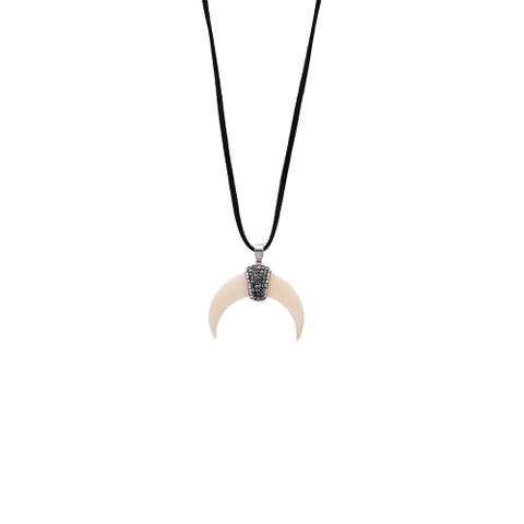 Onyx CZ & MOP Cowhorn Charm Necklace
