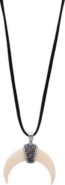 BY ADINA EDEN Onyx CZ & MOP Cowhorn Charm Necklace