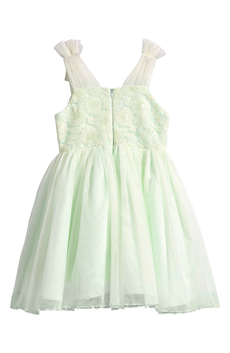 Iris & Ivy Kids' Ruffle Shoulder Tulle Party Dress, Alternate, color, Green