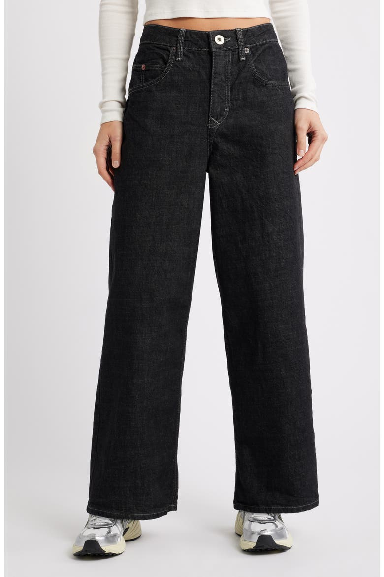 Jaya Low Rise Wide Leg Jeans, Main, color, BLACK