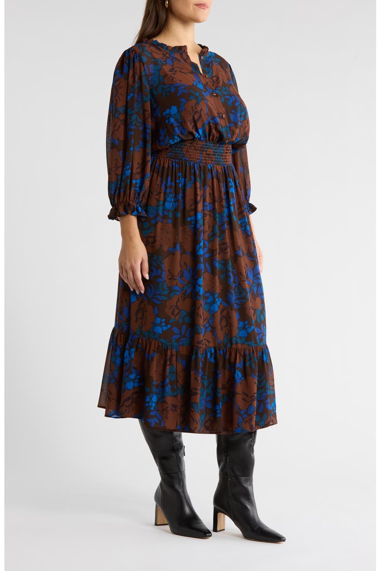 Lebanon Floral Ruffle Shirtdress, Alternate, color, BROWN-BLU
