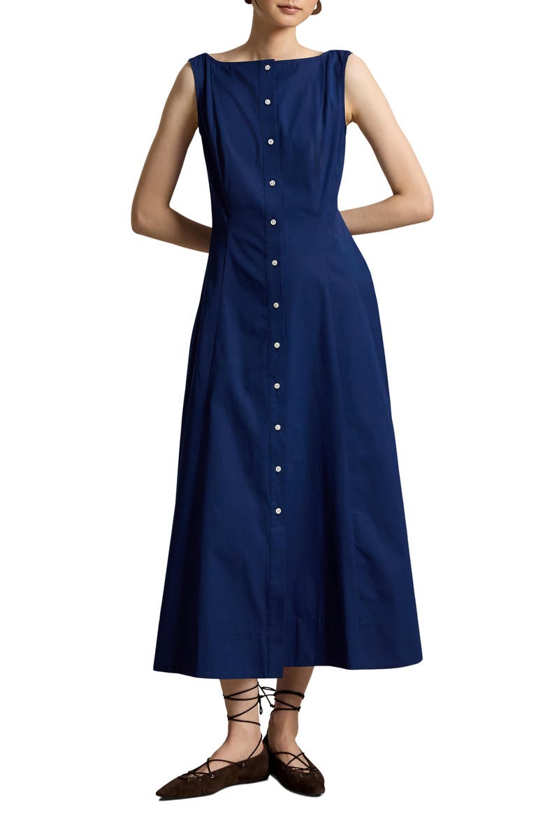Sleeveless Paneled Cotton Shirtdress, Main, color, EAST SIDE ROYAL