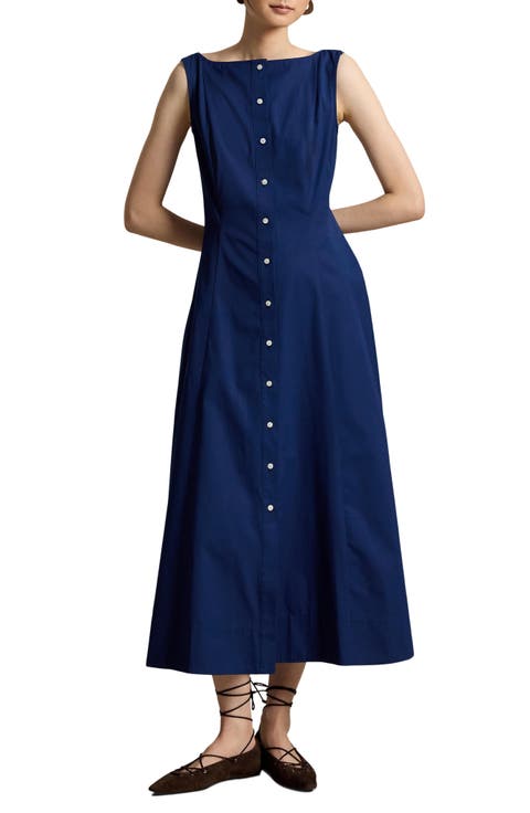 Sleeveless Paneled Cotton Shirtdress