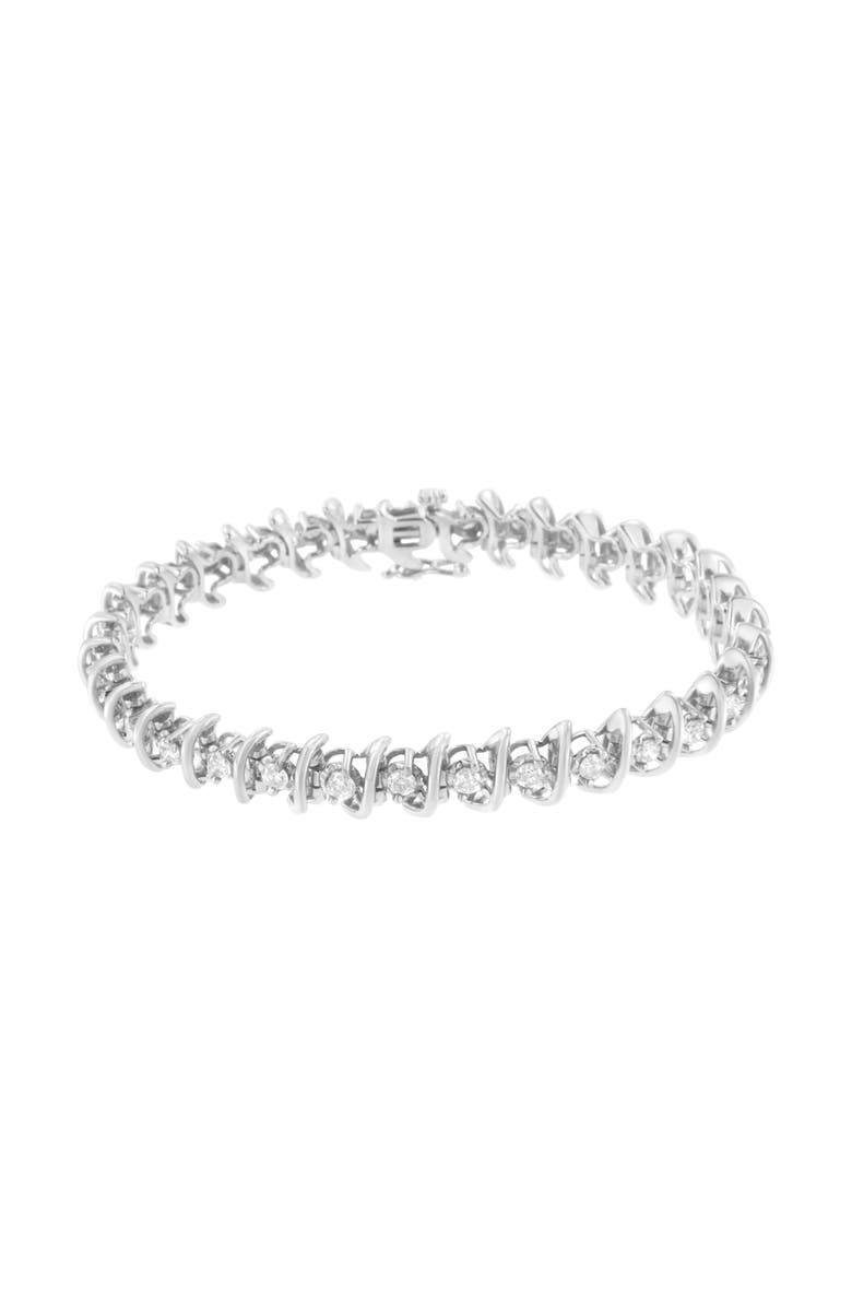 Haus of Brilliance Silver 3 cttw Diamond "S" Link Bracelet, Alternate, color, White