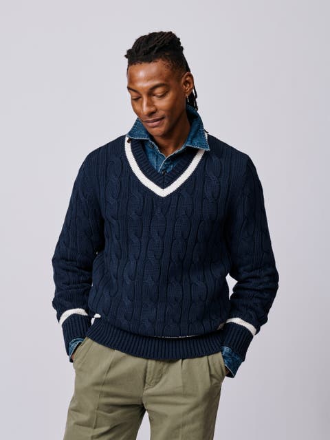 Denton Cotton V-Neck Knit Cricket Jumper