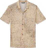 John Varvatos Castoro Leopard Pattern Knit Camp Shirt