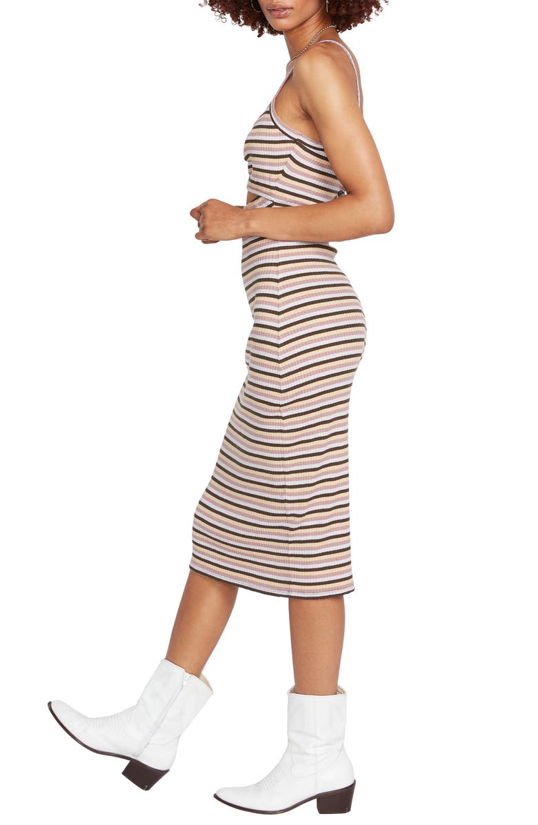 Volcom Stone Stripe Cutout Midi Dress, Alternate, color, 