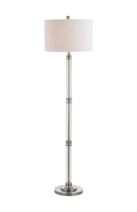 Ralph 60" Metal/Glass Floor Lamp, Polished Nickel/Clear