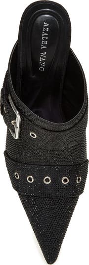 Sayge Rhinestone Buckle Strap Mule Pump