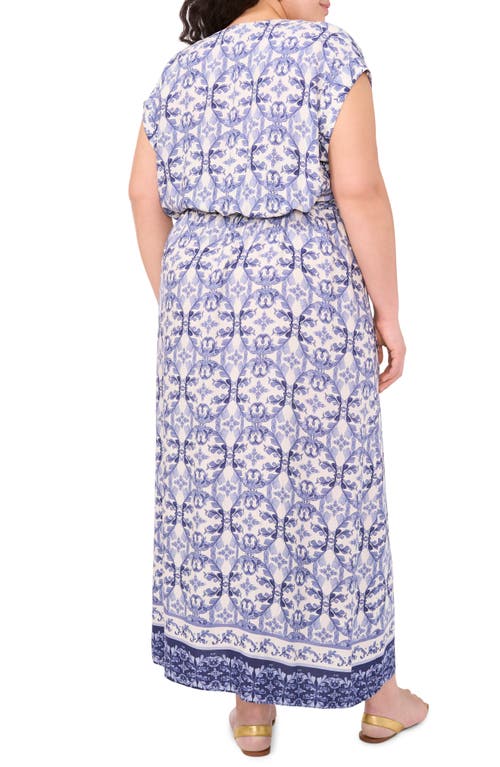 Vince Camuto Surplice Neck Tie Belt Midi Dress In Navy Dream