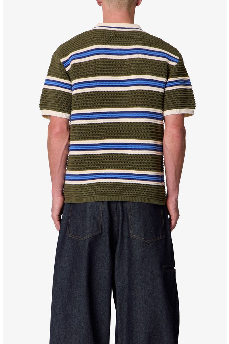 Striped Knit Polo Shirt, Alternate, color, GREEN MULTI