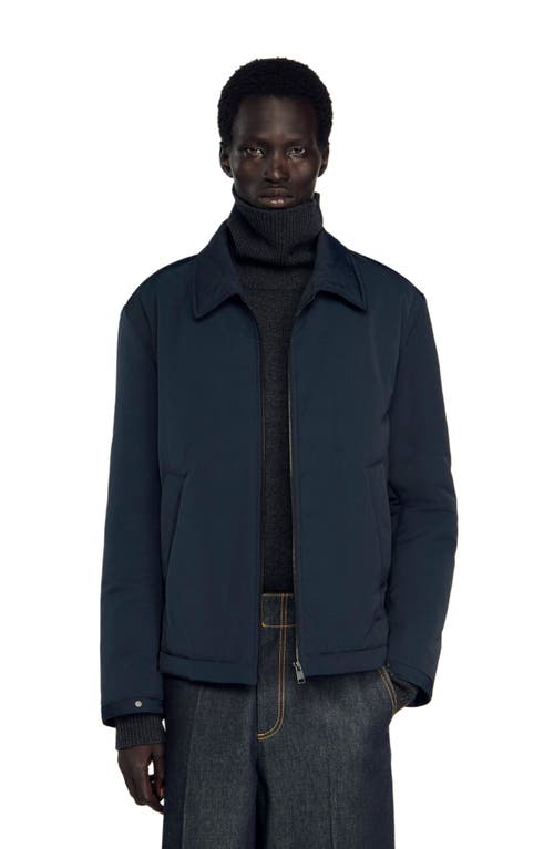 Sandro George Technical Quilted Jacket In Blue