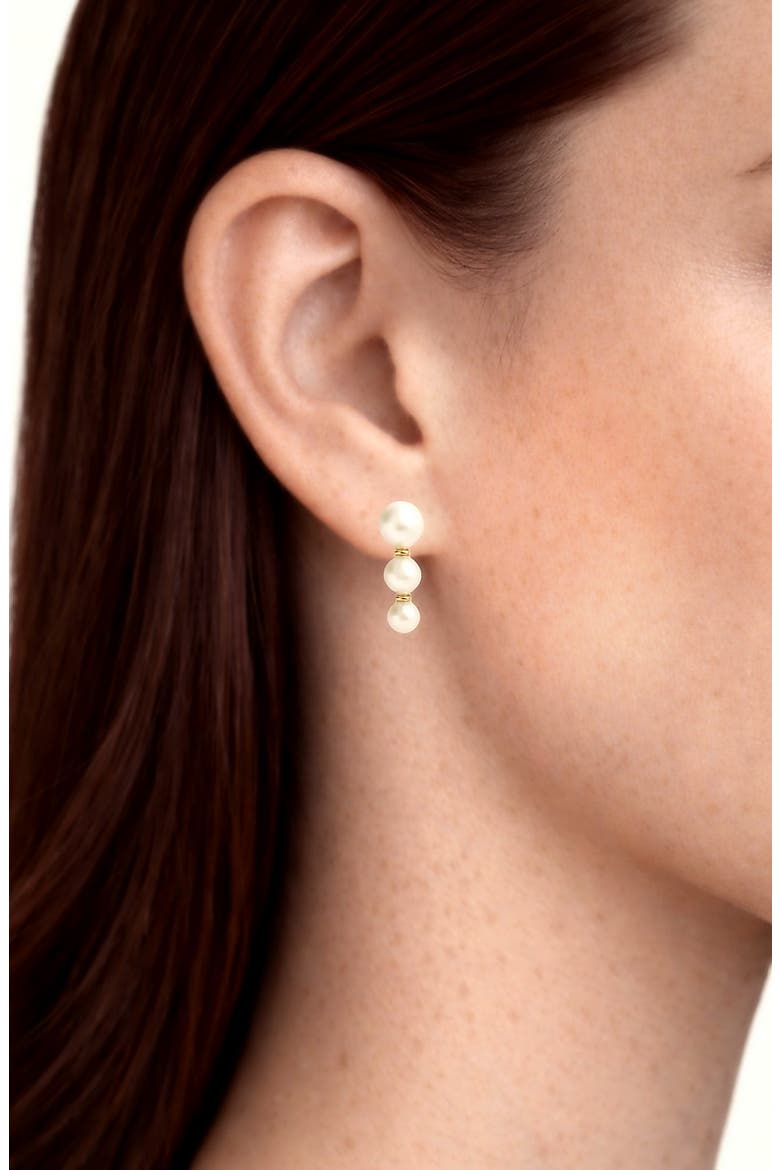 Imitation Pearl Linear Drop Earrings, Alternate, color, GOLD