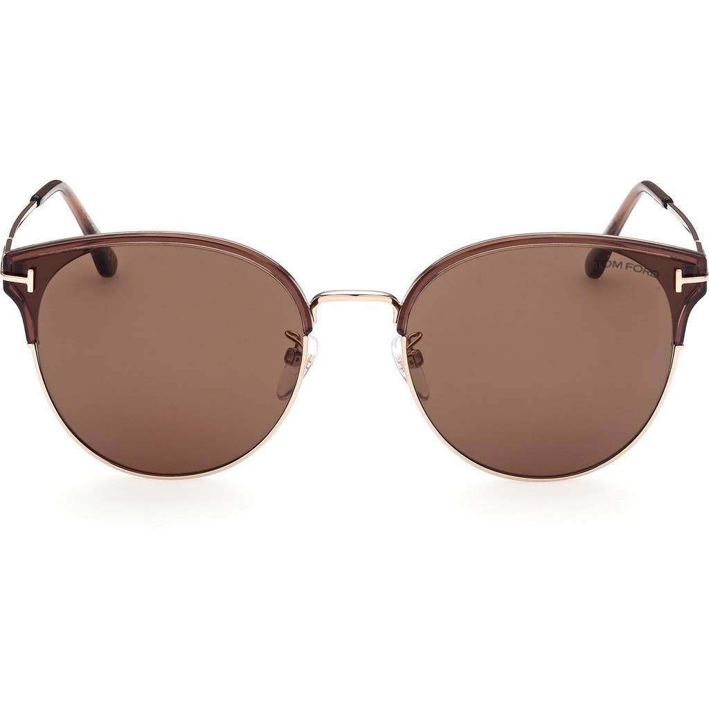 Tom Ford 61mm Round Sunglasses In Brown