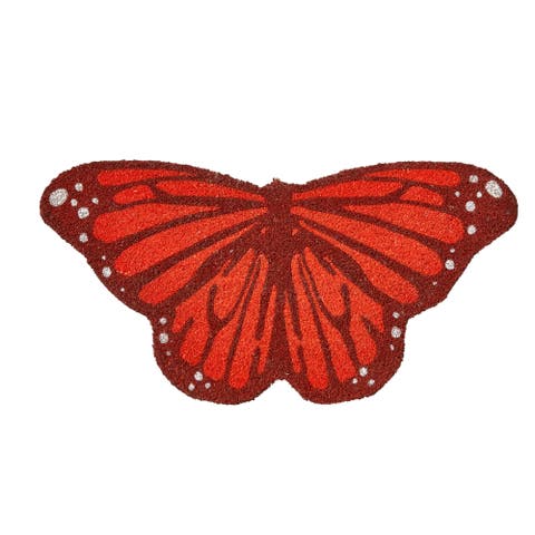 Butterfly Non-Slip Coir Door Mat Everyday Use Orange Rug