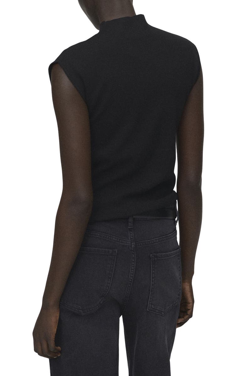 MANGO Perkins Knit Sleeveless Top, Alternate, color, Black