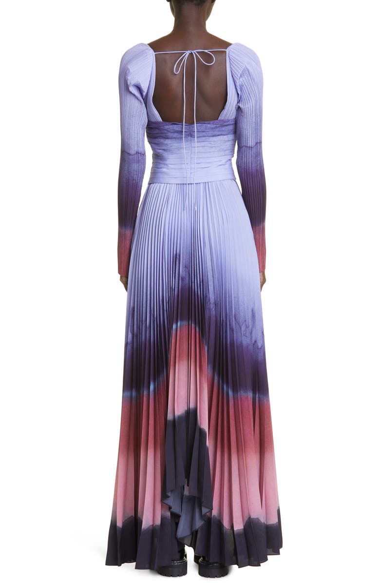 Altuzarra Varvara Pleated Long Sleeve Handkerchief Hem Dress, Alternate, color,