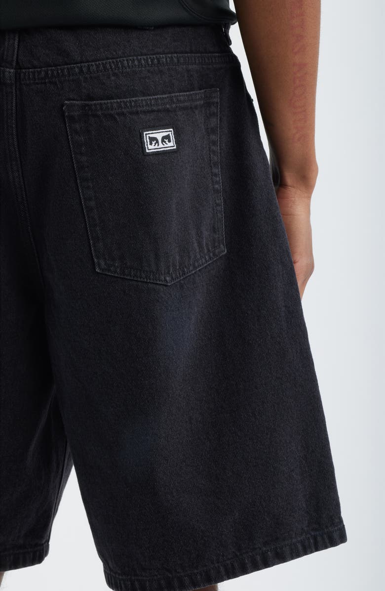 Obey Bigwig Baggy Denim Shorts, Alternate, color, Washed Black