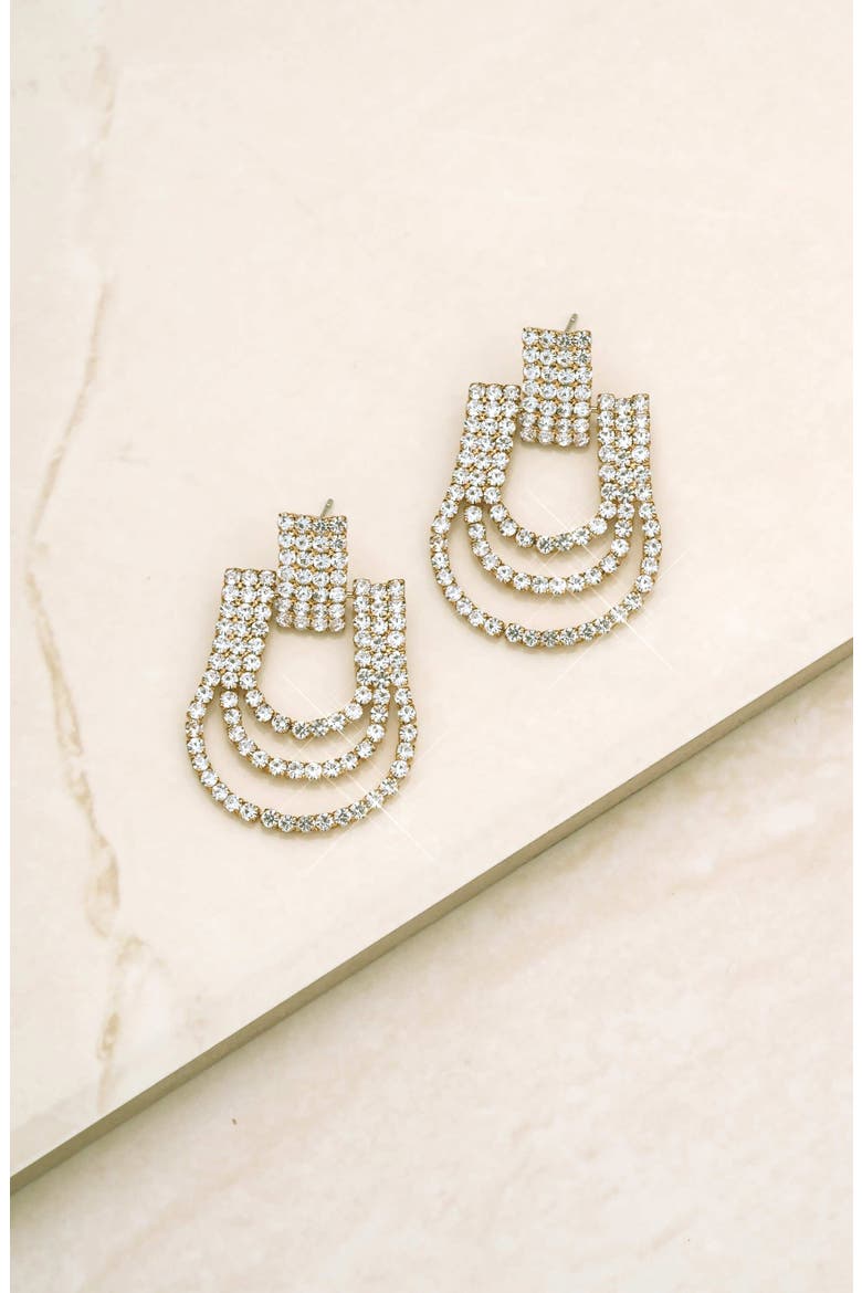 Crystal Door Knocker Earrings, Alternate, color, GOLD