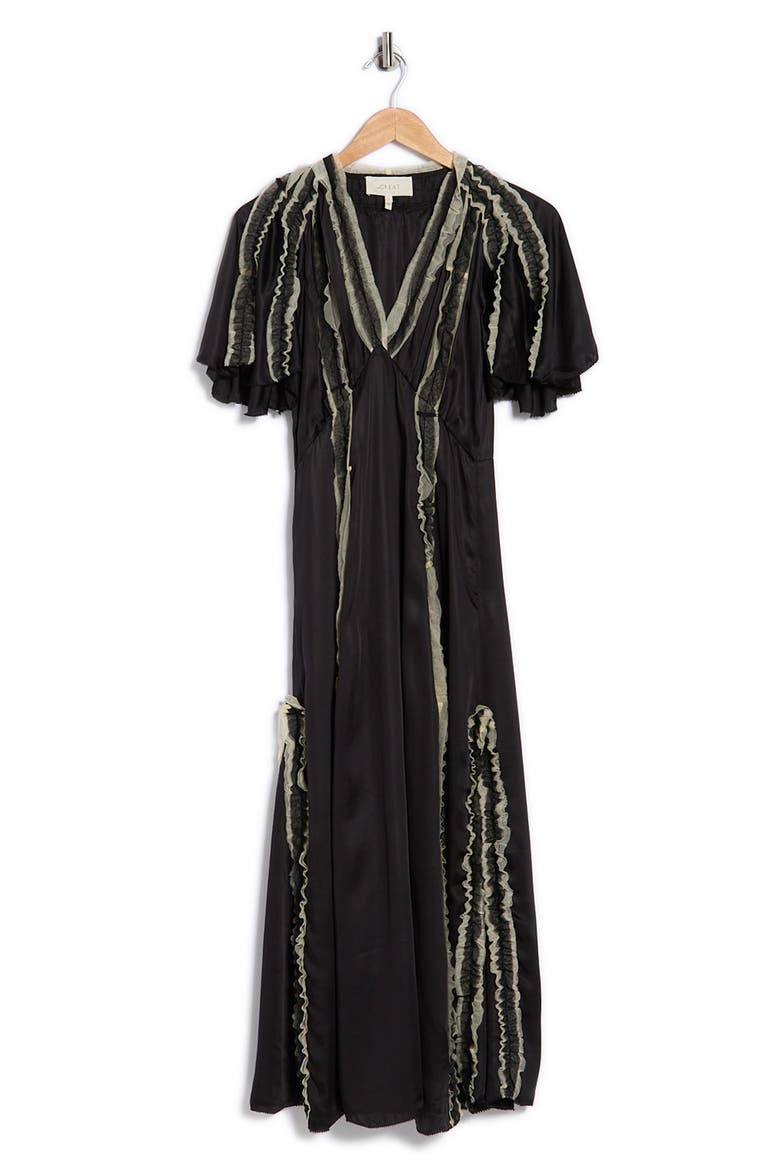 The Dancehall Short Sleeve Maxi Dress, Alternate, color, BLACK W/ CREAM