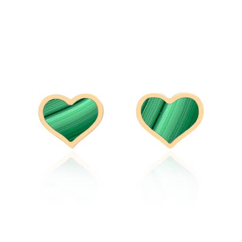 The Lovery Fine Jewelry Large Malachite Heart Stud Earrings In Green