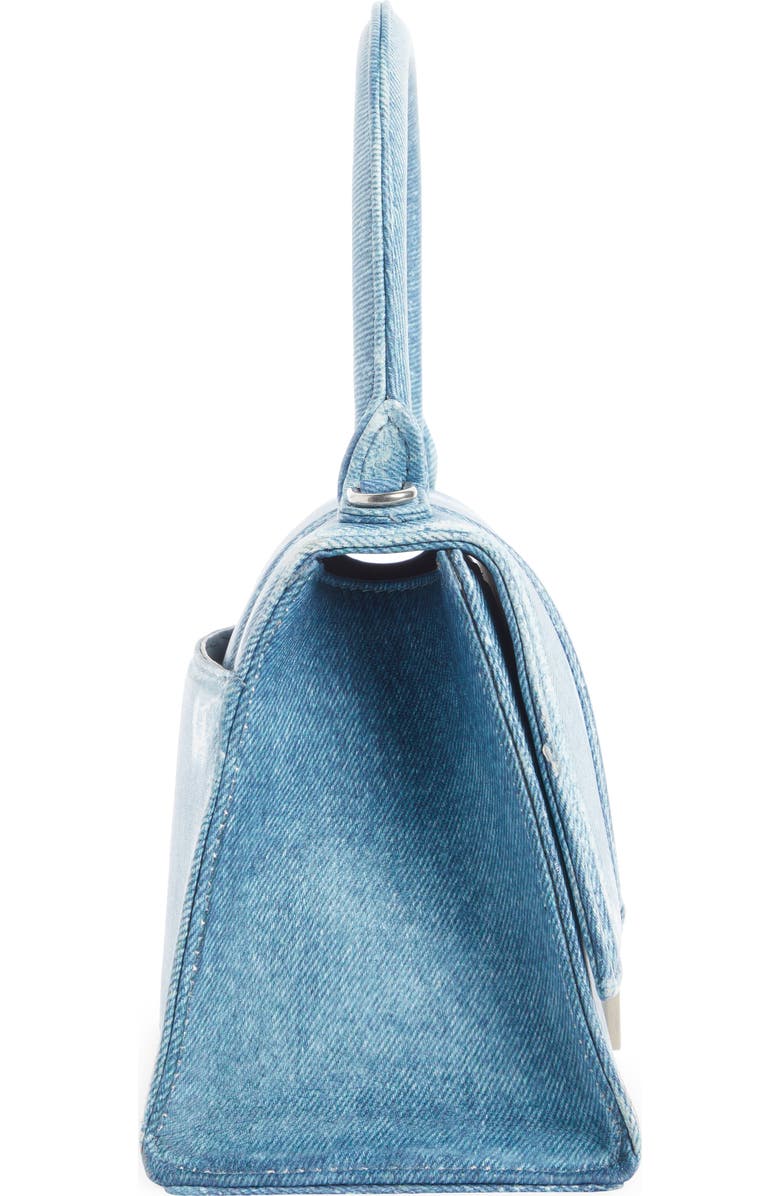Balenciaga Small Hourglass Denim Print Leather Top Handle Bag, Alternate, color,