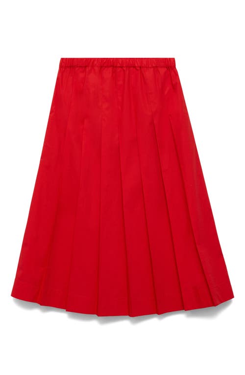 Mango Pleated Cotton Midi Skirt In Red