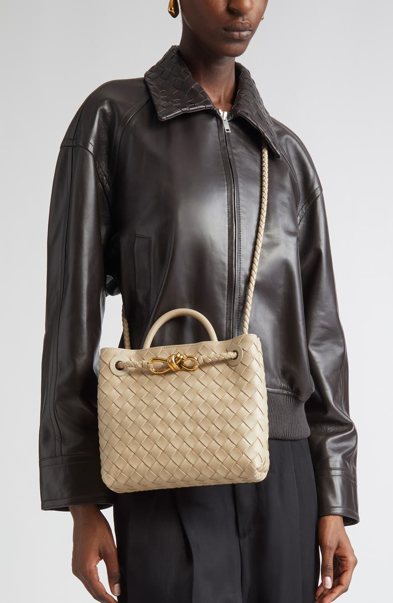 Bottega Veneta Small Andiamo Intrecciato Shoulder Bag, Alternate, color, 9616 Ecru-Muse Brass-Ecru
