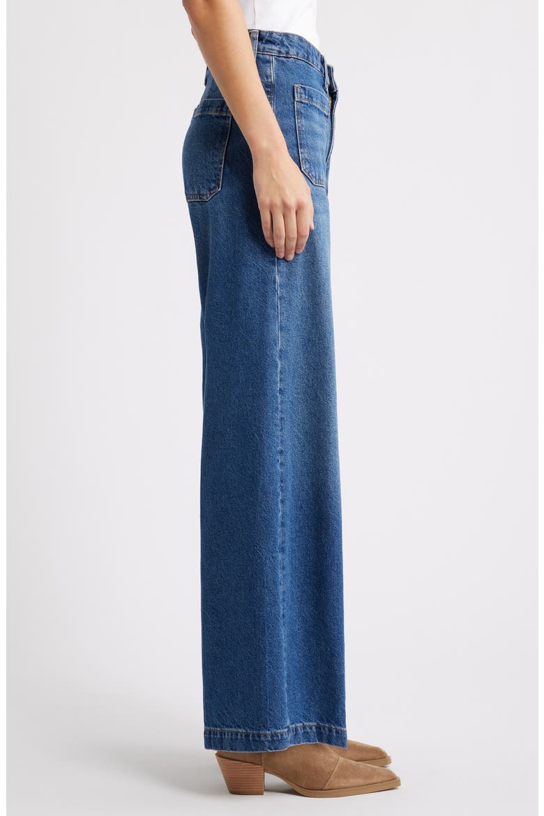 Christine Patch Pocket Wide Leg Jeans, Alternate, color, DARK BRUSHED CLASSIC