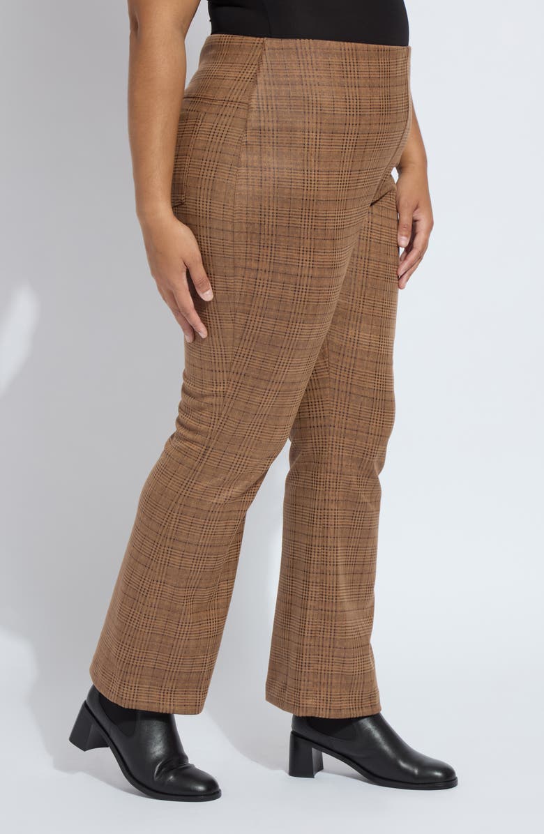 Lysse Neoprene Baby Bootcut Pants, Alternate, color, Warm Brown Plaid