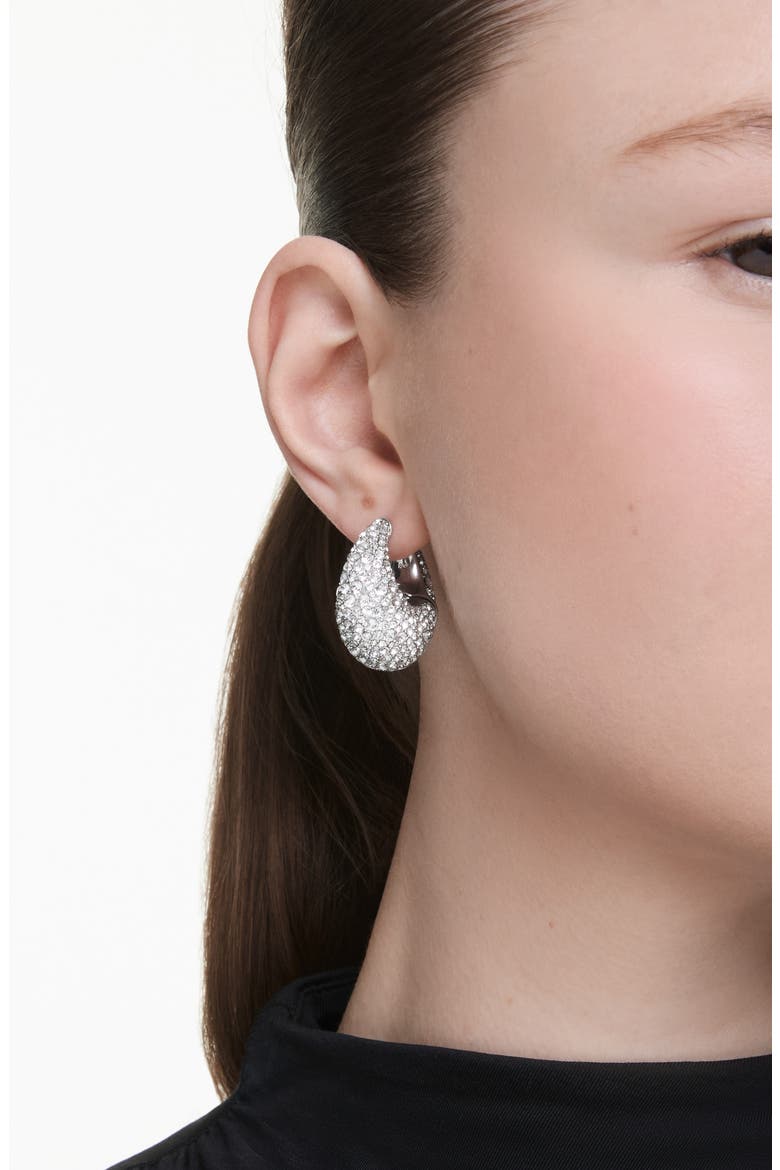 Sublima Crystal Hoop Earrings, Alternate, color, WHITE/ SILVER