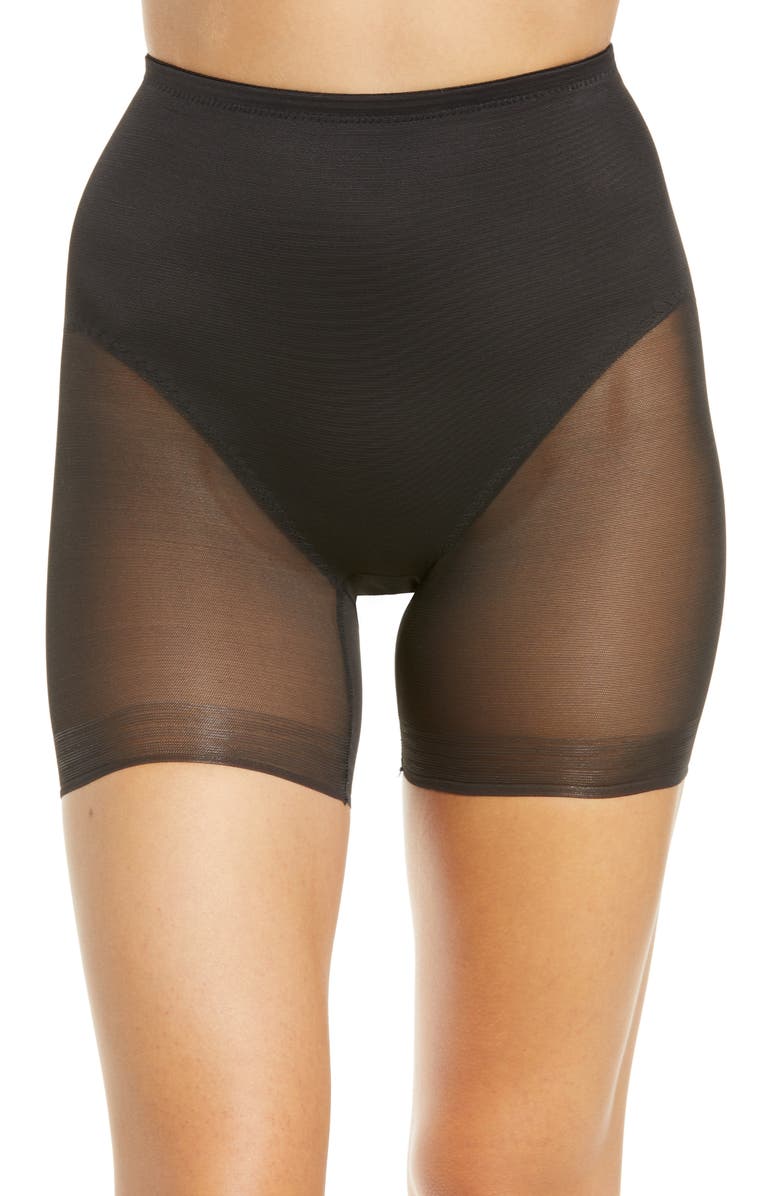 Miraclesuit<sup>®</sup> Sexy Sheer Rear Lift Shaping Bike Shorts, Main, color, Black