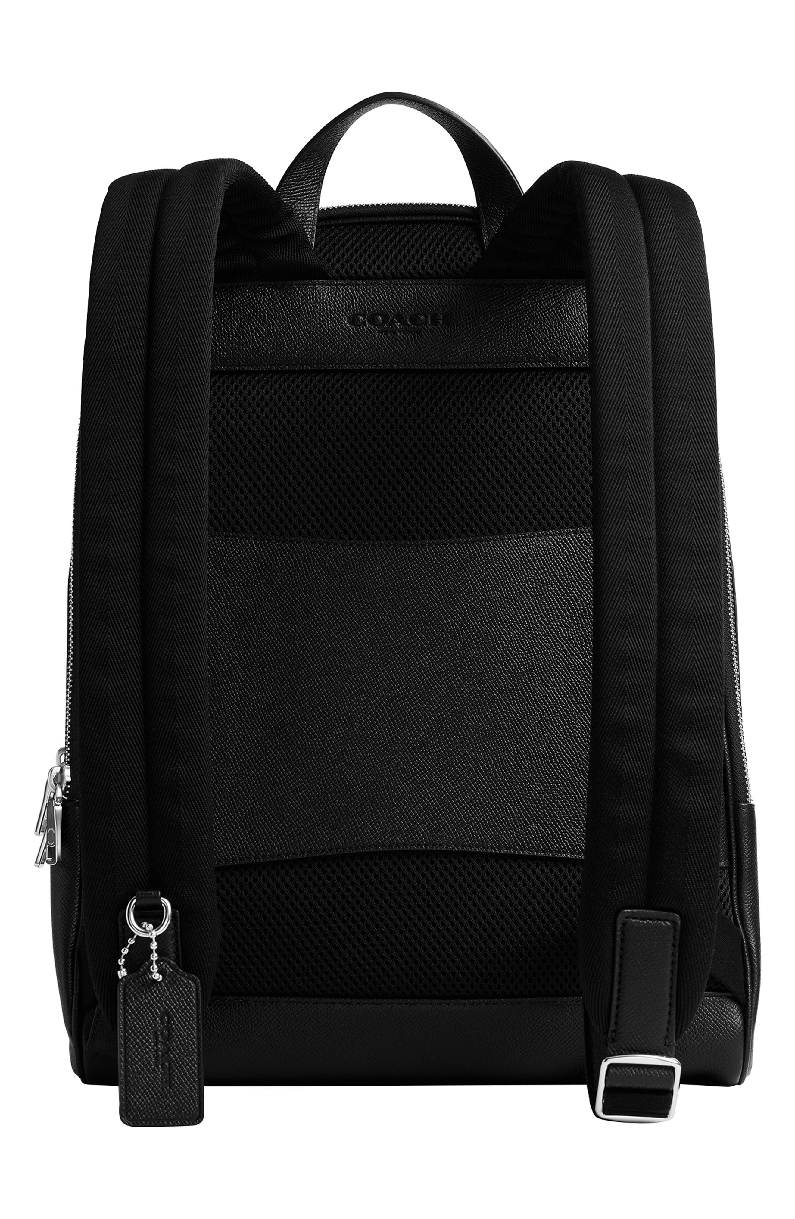 COACH Wade Logo Jacquard Canvas & Leather Backpack, Alternate, color, Black Signature