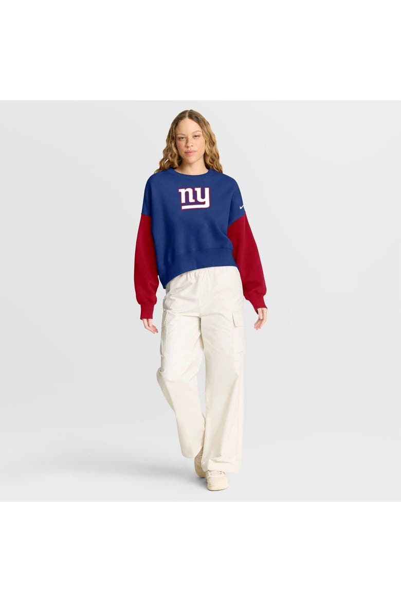 Women's Nike Royal New York Giants Oversized Color-Block Pullover Sweatshirt, Alternate, color, Royal
