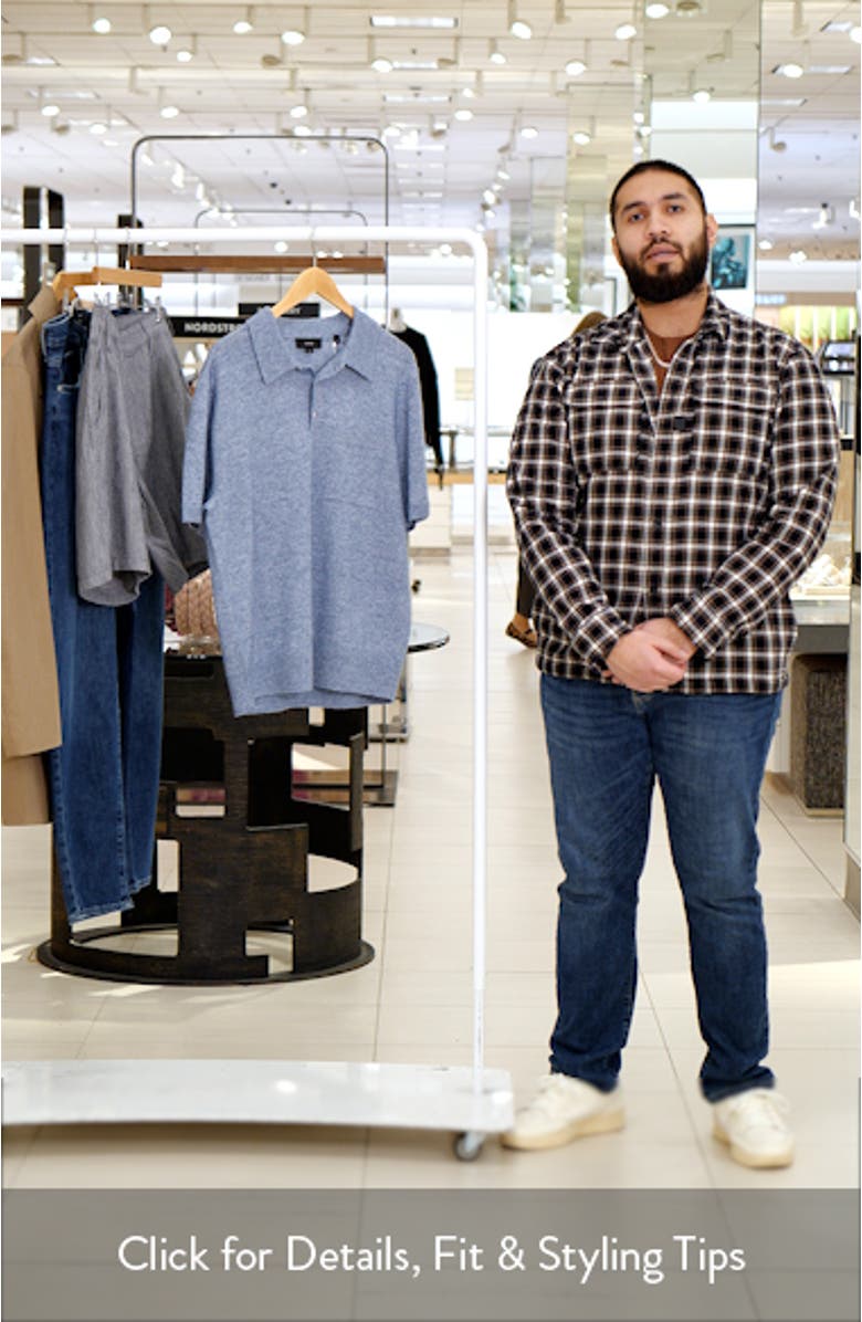 Short Sleeve Linen & Wool Blend Pocket Polo Sweater, sales video thumbnail