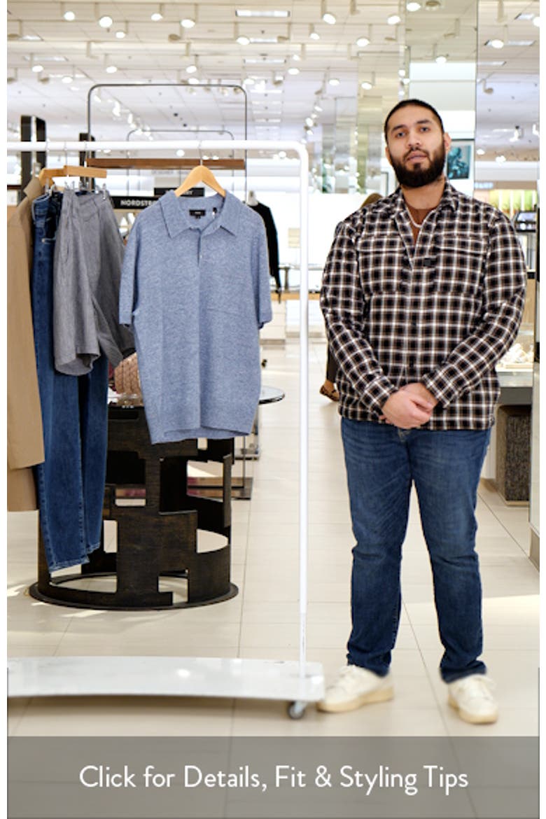 Short Sleeve Linen & Wool Blend Pocket Polo Sweater video