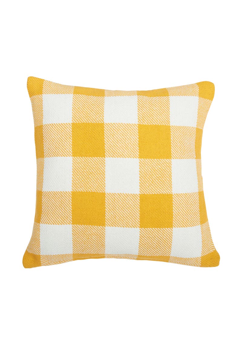 Franklin Gingham Accent Pillow, Main, color, Yellow
