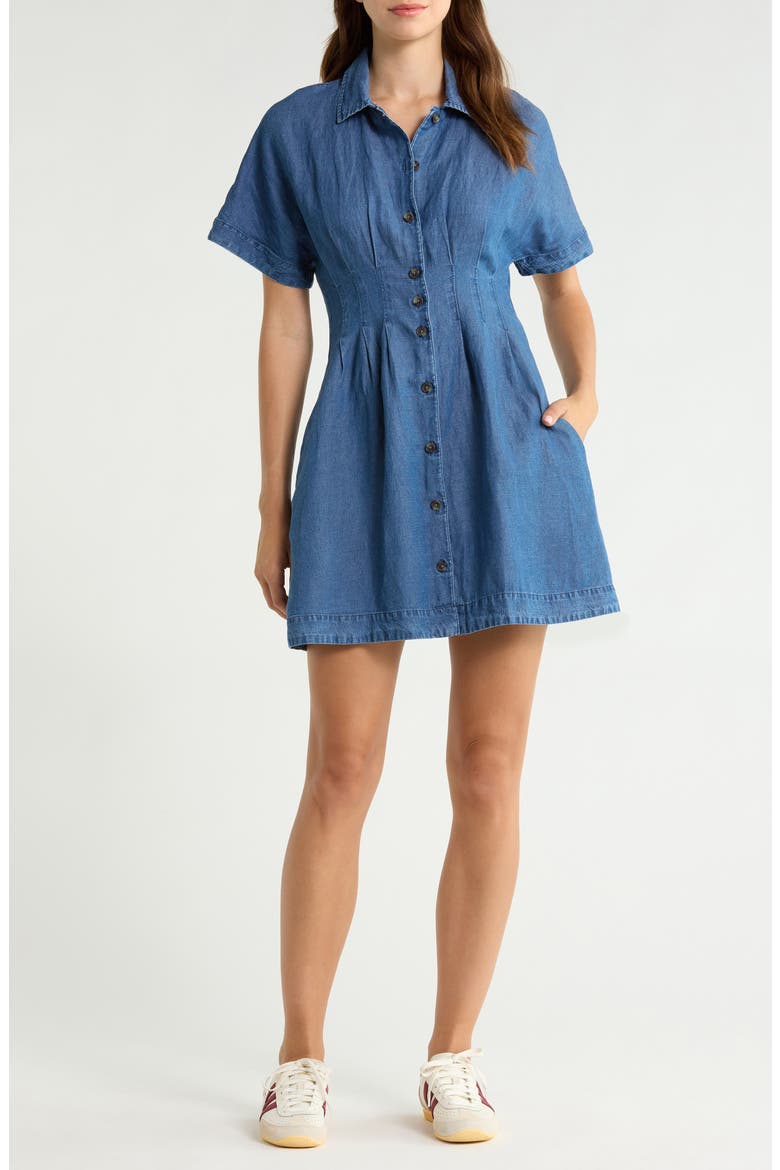 Arden Mini Shirtdress, Main, color, MEDIUM WASH