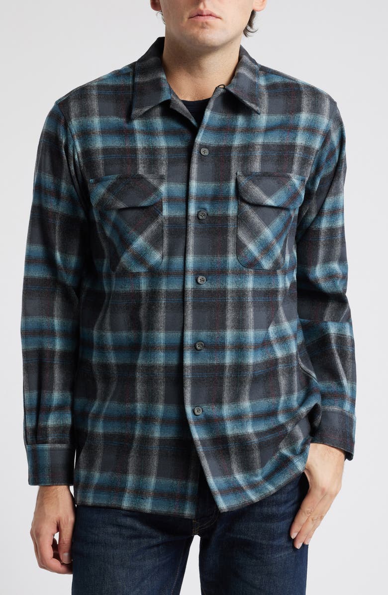 Pendleton Board Plaid Wool Flannel Shirt, Alternate, color, 