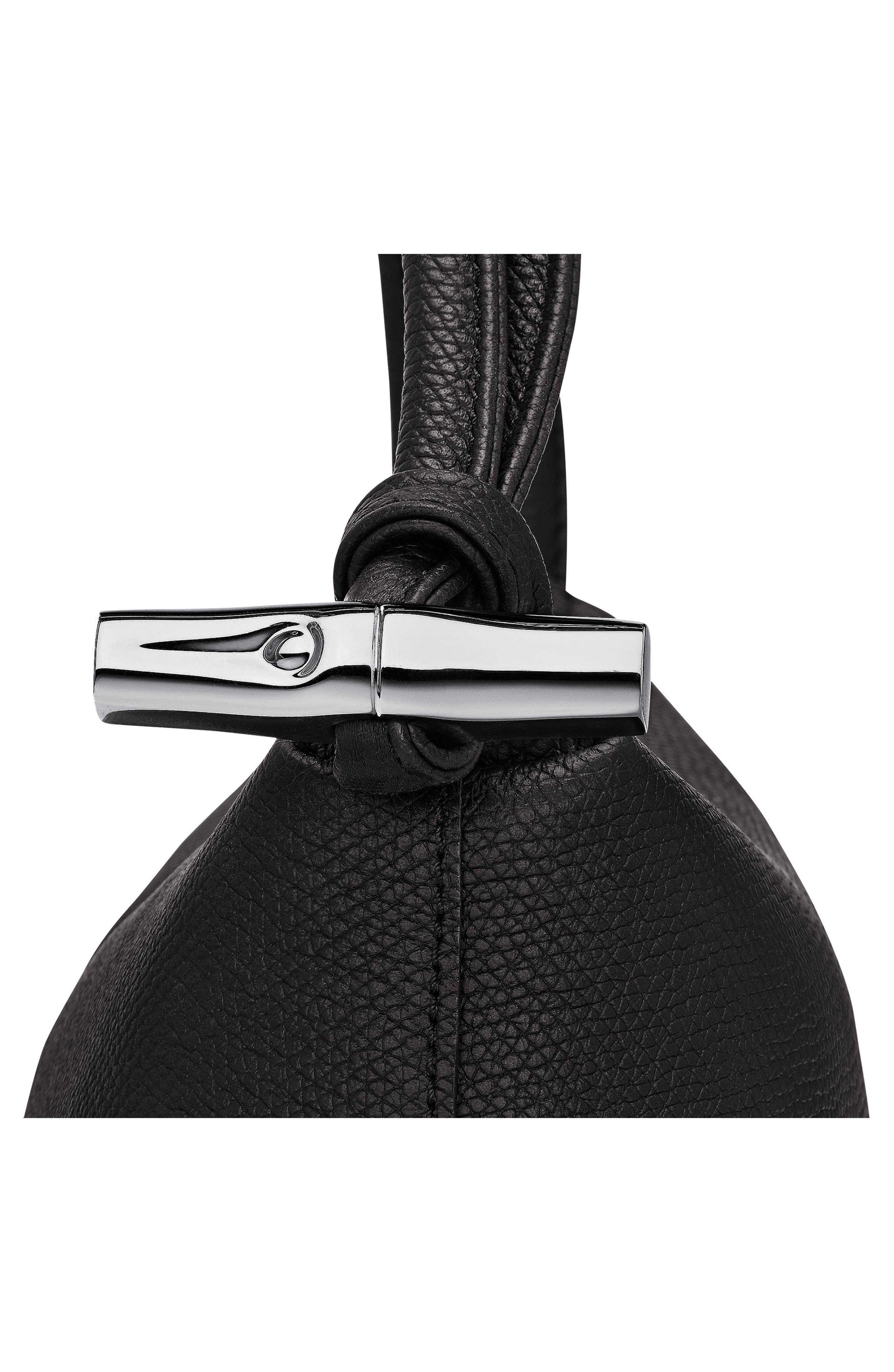 Longchamp Le Roseau East/West Leather Shoulder Bag, Alternate, color, Black