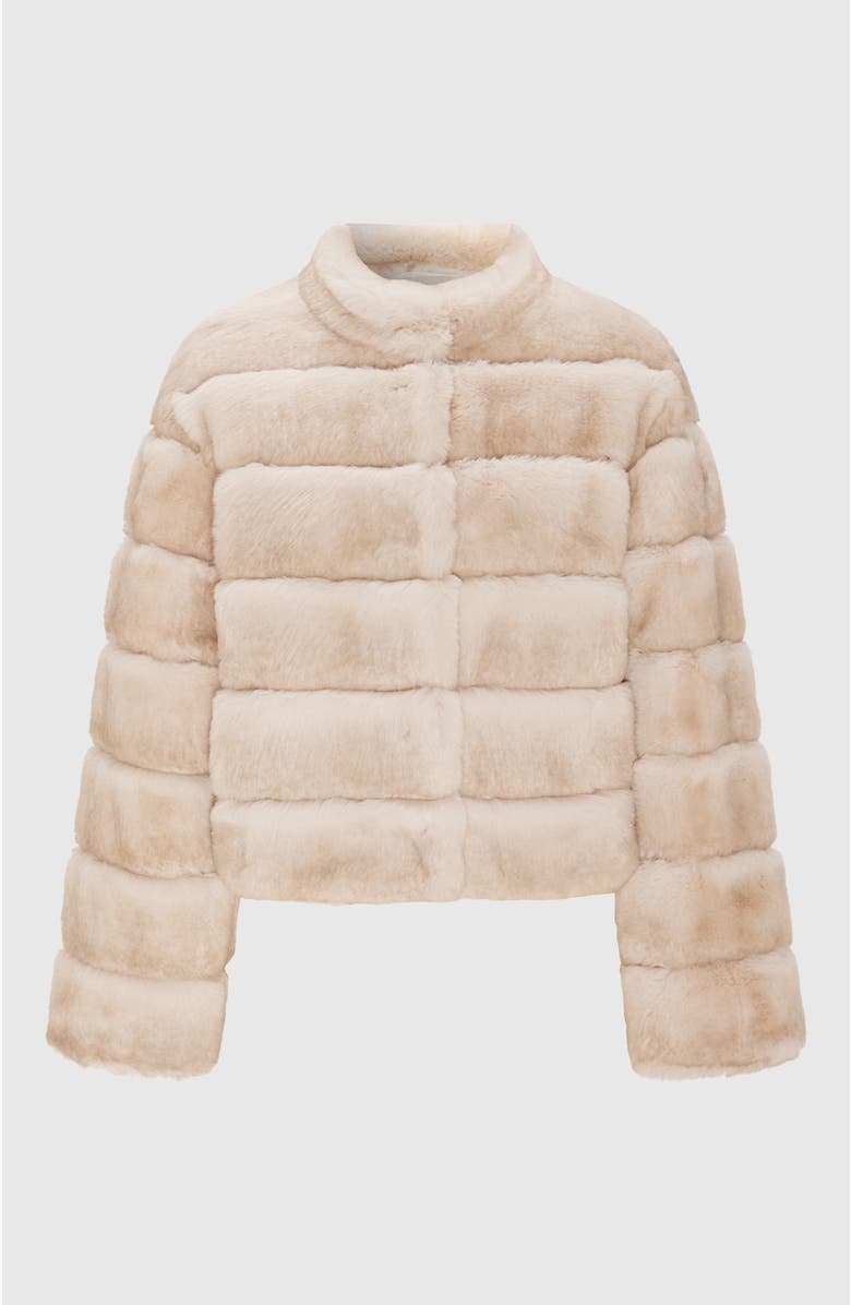 Lyla Grant Fur-Free Chinchilla (Faux Fur) Jacket, Stand Collar, Alternate, color, White Chinch